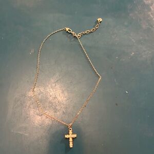 Brighton dainty silver tone cross necklace.